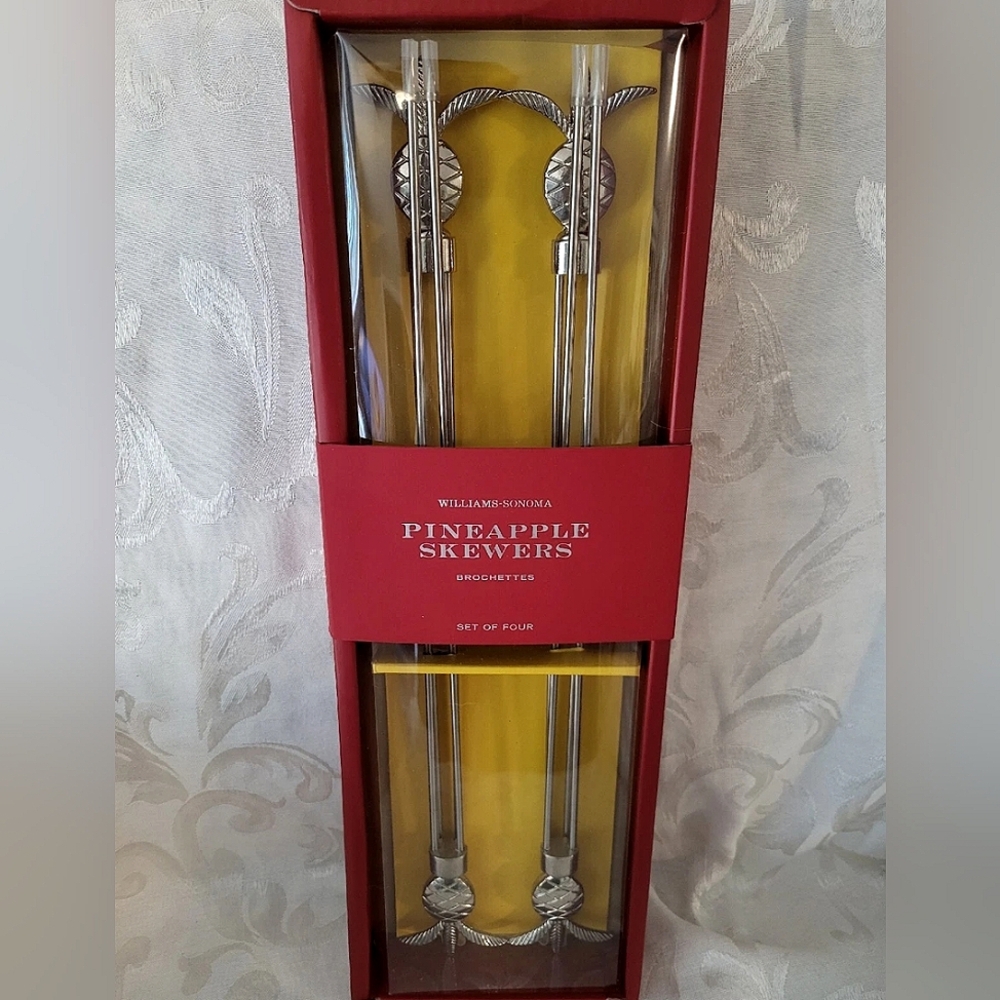 Brand New Set of 4 Williams Sonoma Pineapple Skewers Double Stainless Steel